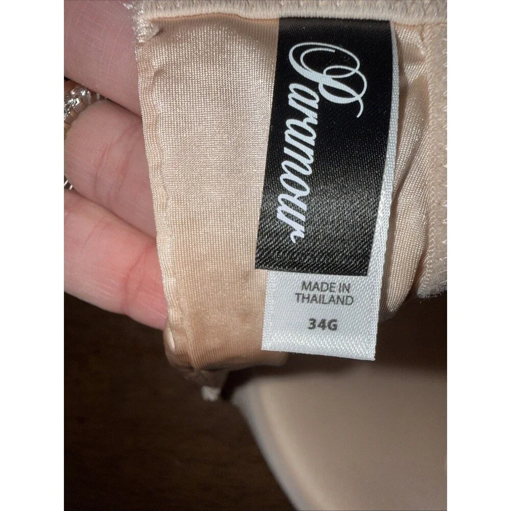 34G Seamless Plunge T Shirt Bra Nude Lace Racerback Molded Underwire Support NWT
